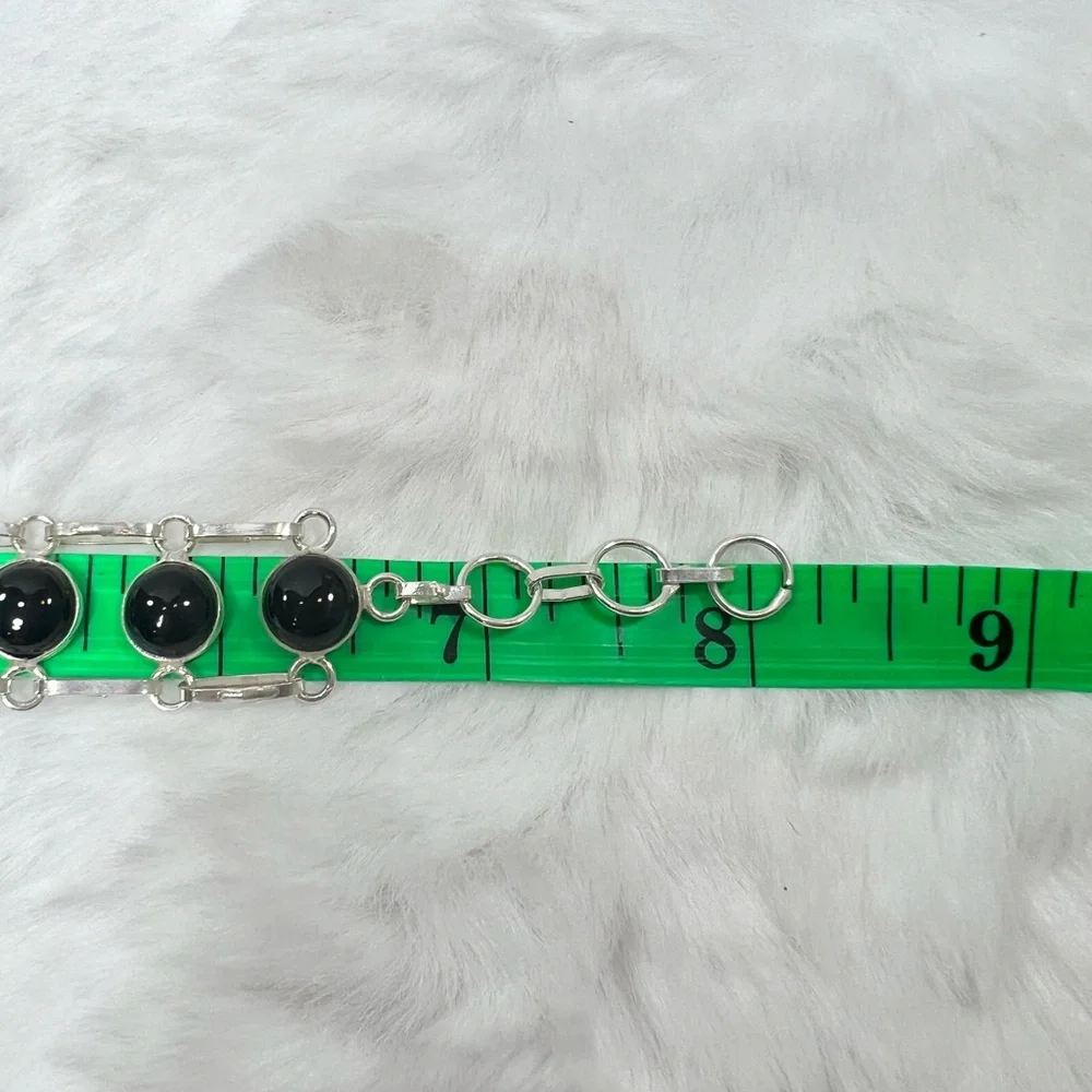 Black Onyx 925 Gemstone Circles Bracelet